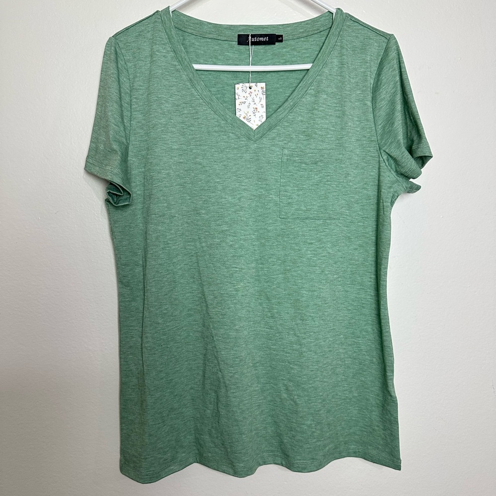 NWT Automet Green Blouse Shirt Women's top Sz L